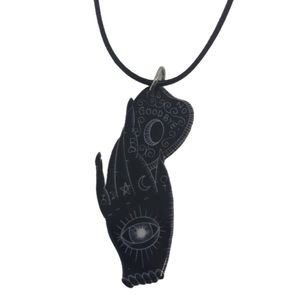 Ouija Planchette Mystic Hand Cord Necklace black